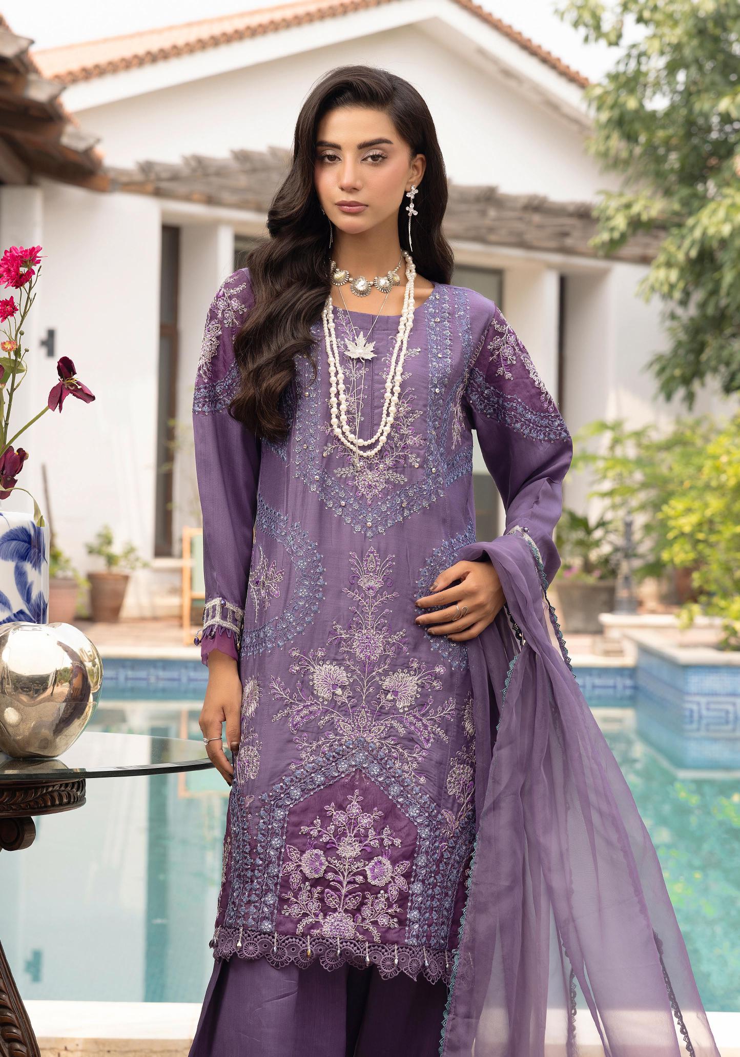 SIMRANS Khaas premium 3 piece mummy & me Ledies purple Eid outfit