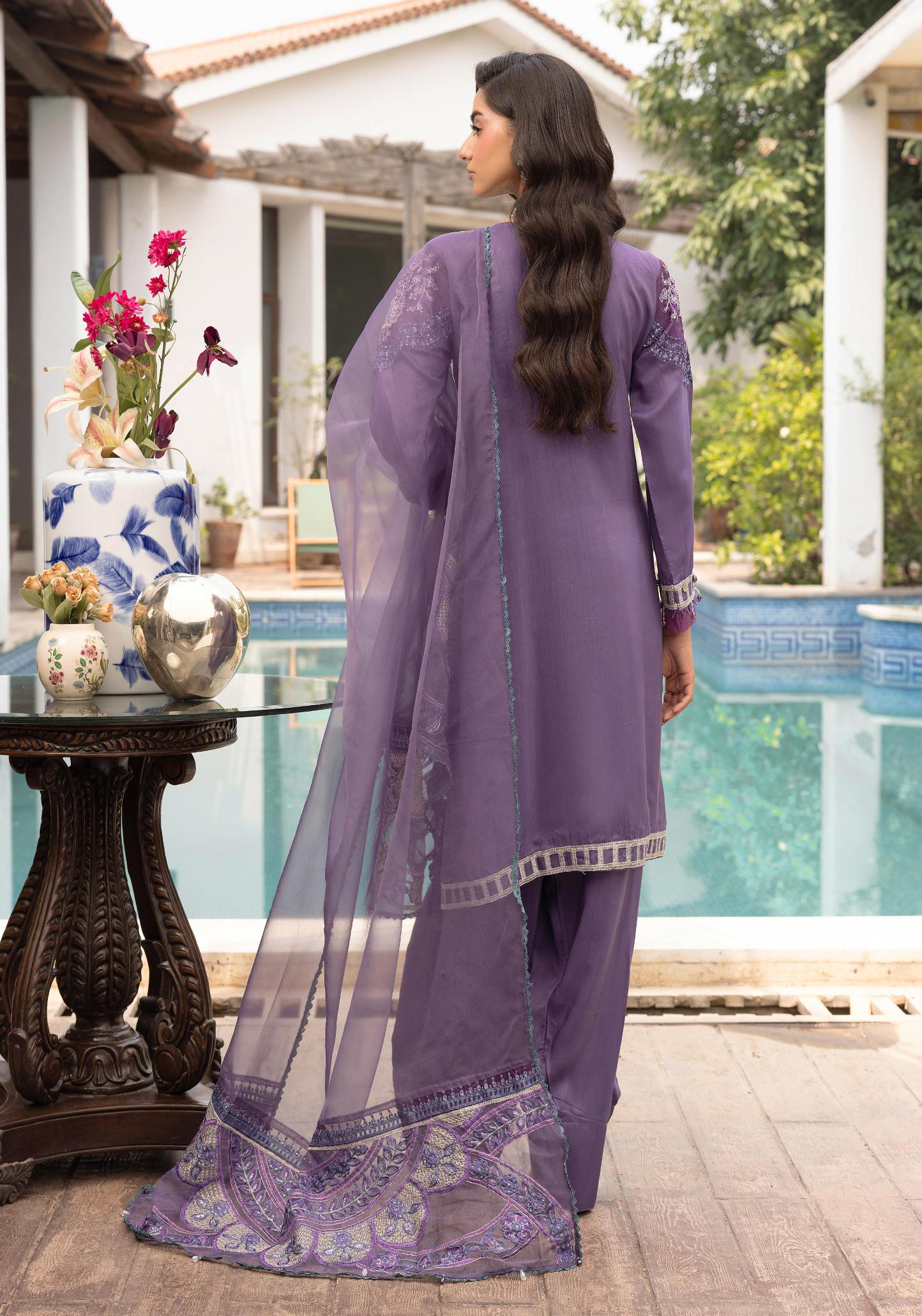 SIMRANS Khaas premium 3 piece mummy & me Ledies purple Eid outfit
