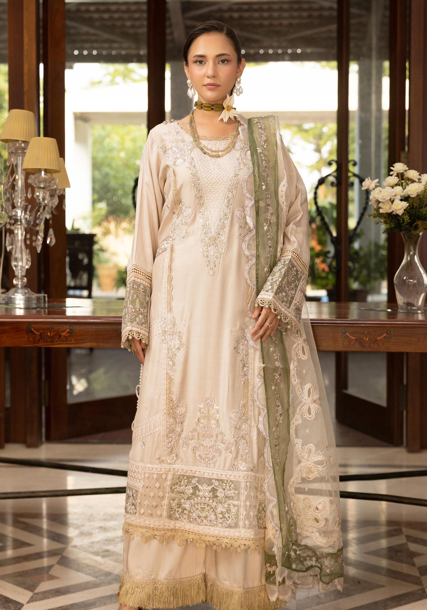 SIMRANS Khaas premium 3 piece mummy & me Ledies beige Eid outfit.