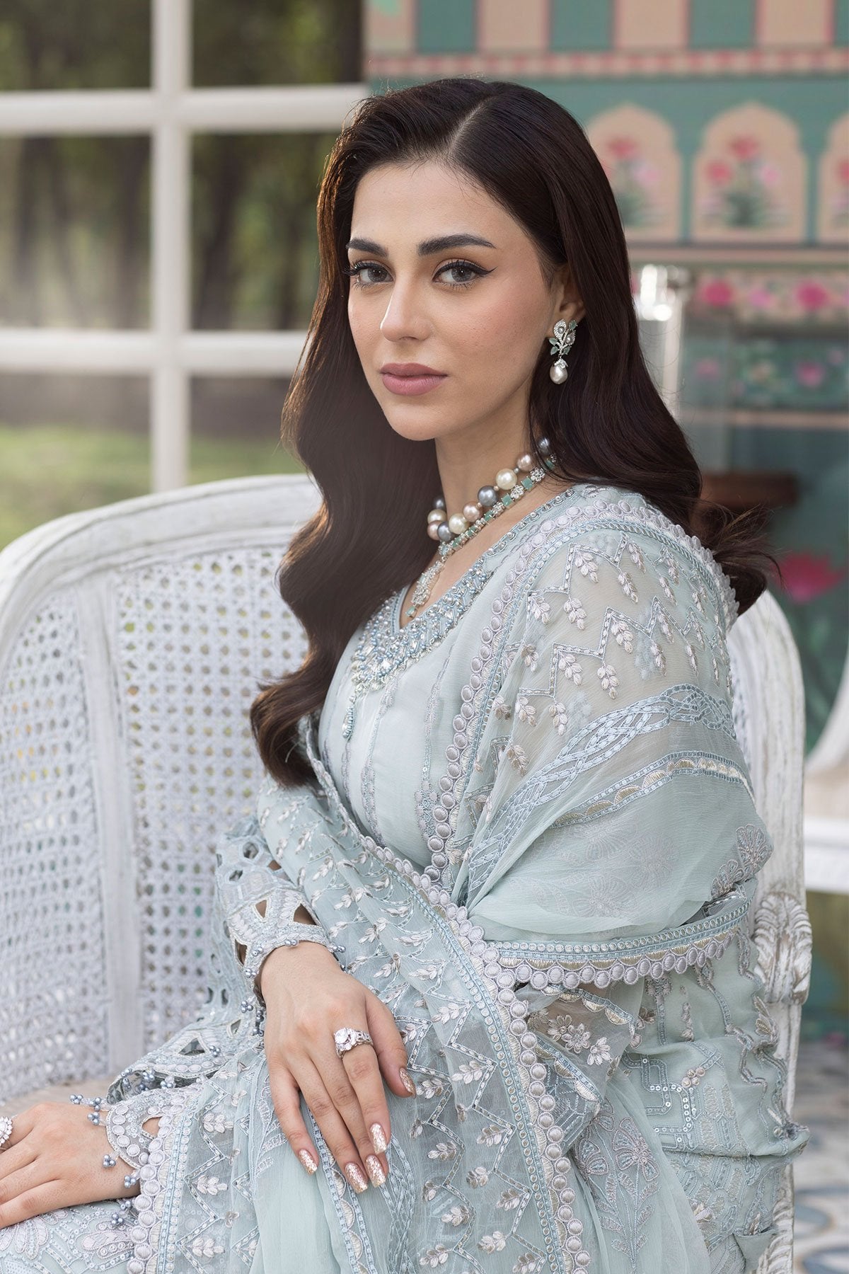 SIMRANS Chiffon luxury collection 3 piece suit minty01