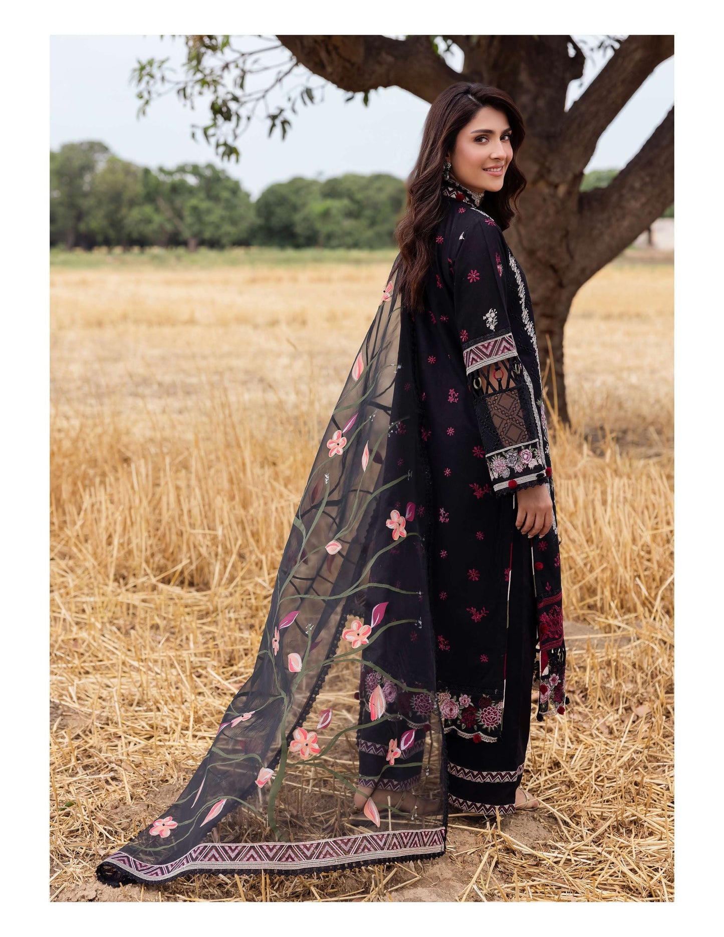 SIMRANS Heer premium 3 piece mummy & me Ledies Black medium Eid outfit