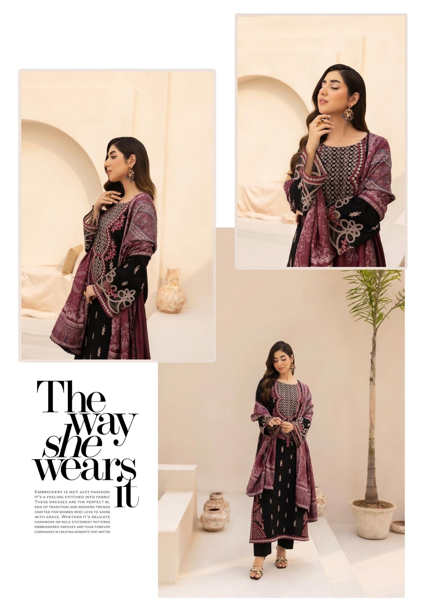 EMBER DHANAK EMBROIDERED 3PC READYMADE Mehak 202502