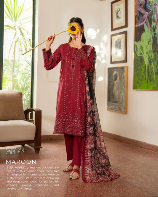 CASUALLITE ‘SIRF TUMHARI’| EMBROIDERED COTTON 3PC READYMADE | S&S SPECIAL-403