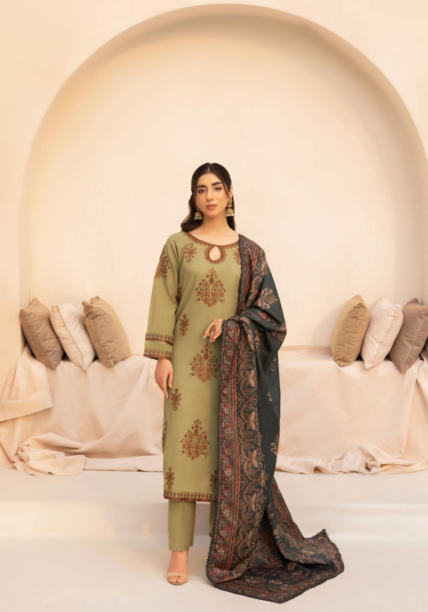 EMBER DHANAK EMBROIDERED 3PC READYMADE Mehak 202503