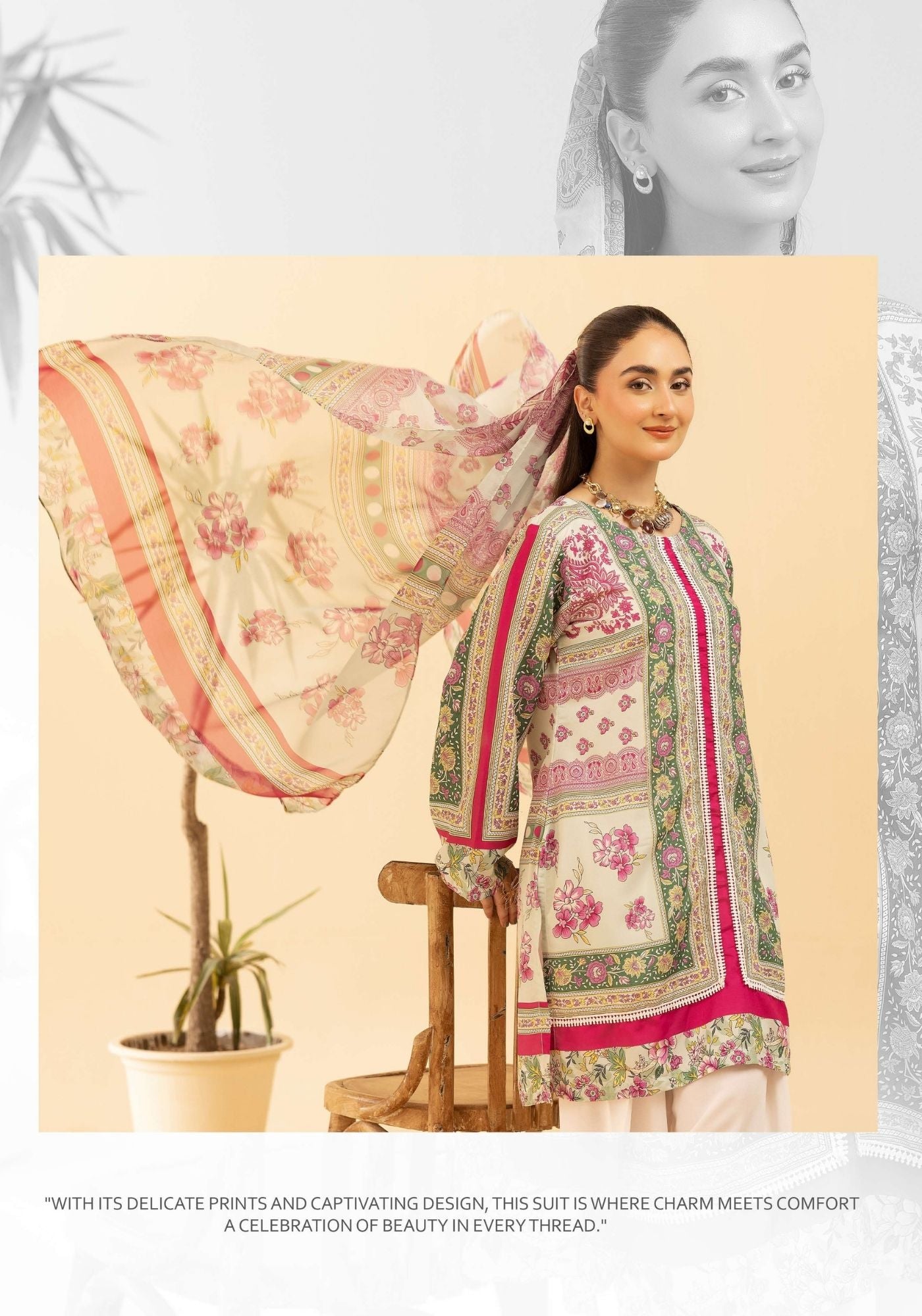 Sania Masketiya Mehak collection 3 piece printed casual suit 112204