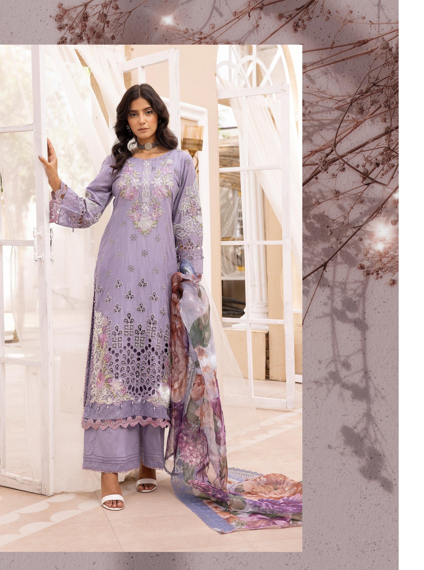 SIMRANS ‘AAFREEN’ | EMBROIDERED COTTON CHIKENKARI READYMADE TRADITIONAL WOMENSWEAR 135