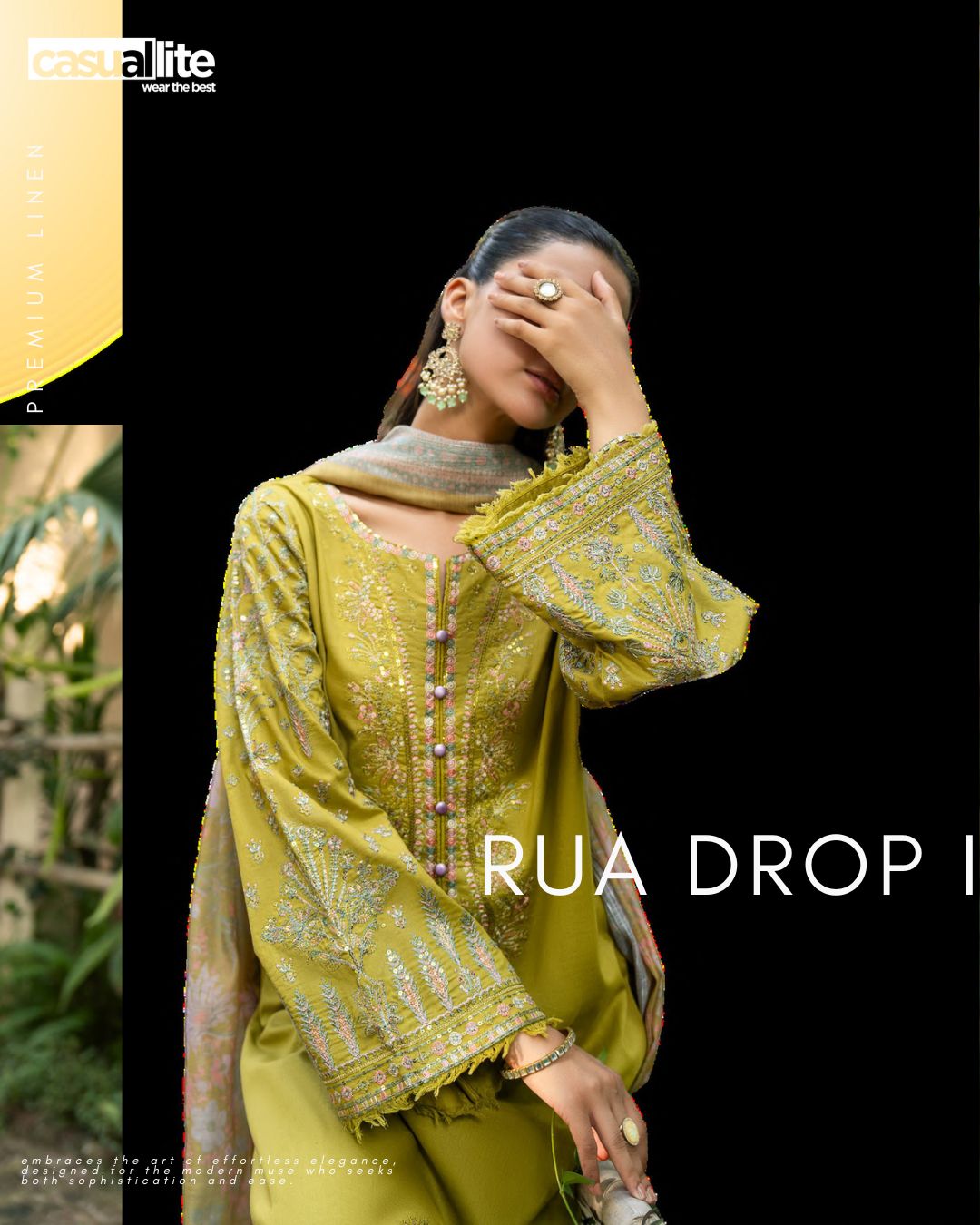 Premium Linen 3PC Embroidered Outfit RUA13