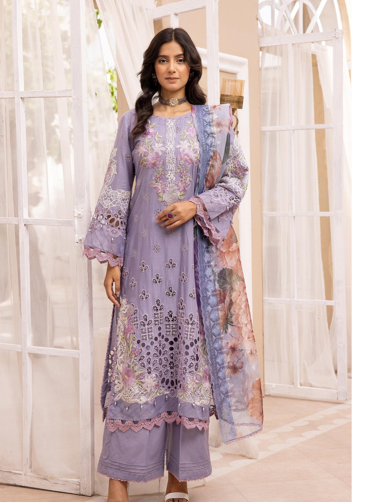 SIMRANS ‘AAFREEN’ | EMBROIDERED COTTON CHIKENKARI READYMADE TRADITIONAL WOMENSWEAR 135