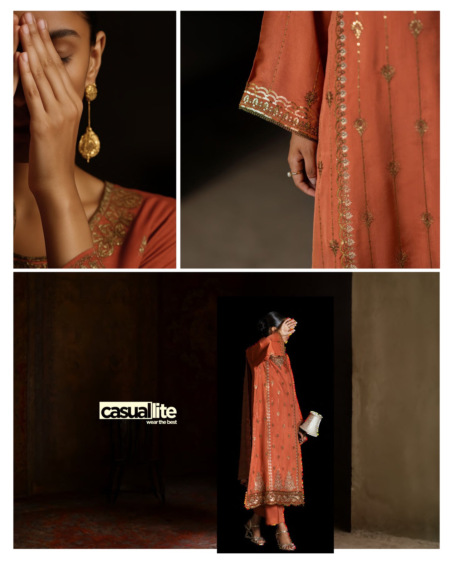 CASUALLITE SHAM PREMIUM VISCOSE LUXURY EMBROIDERED 3PC READYMADE CSP204