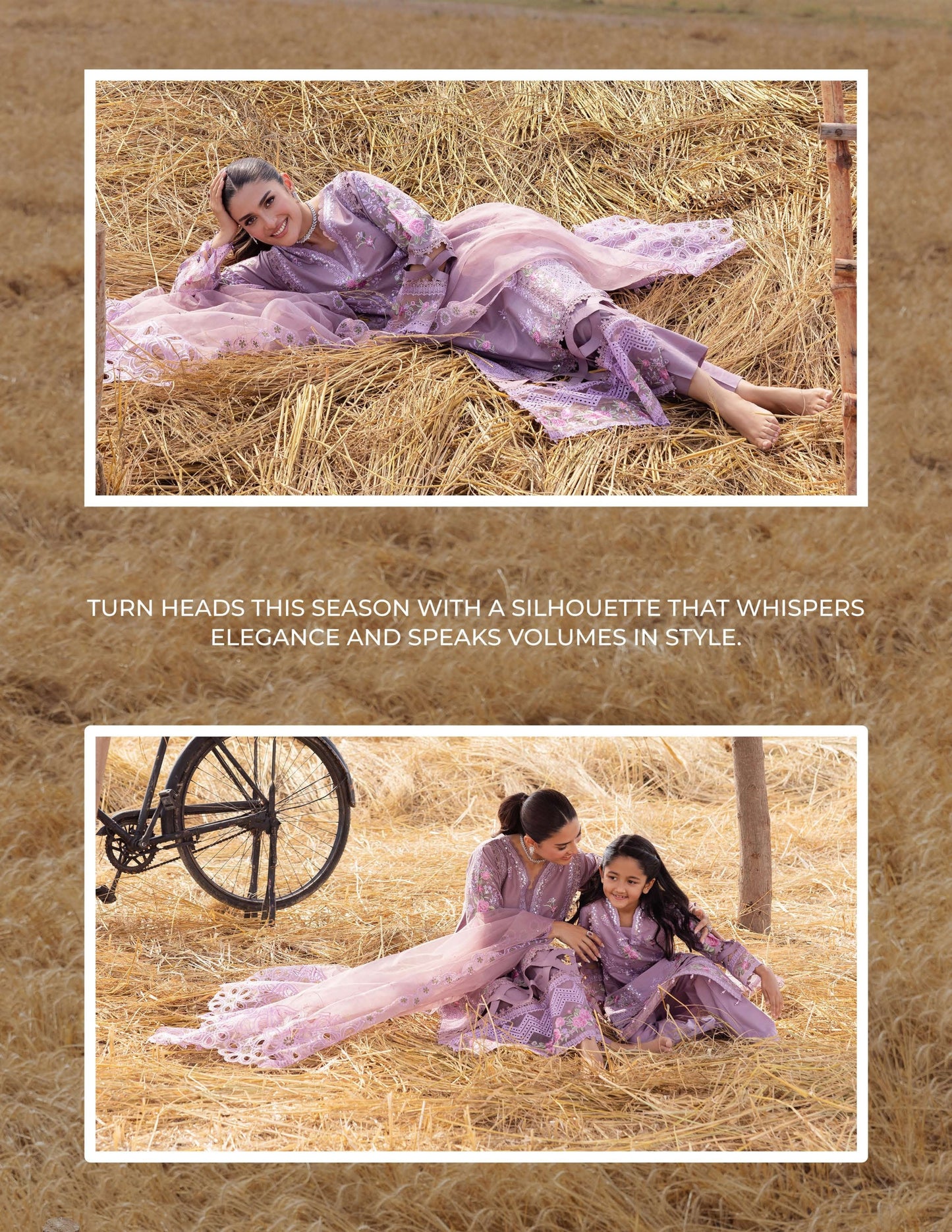 SIMRANS Heer premium 3 piece mummy & me Girls Purple medium Eid outfit