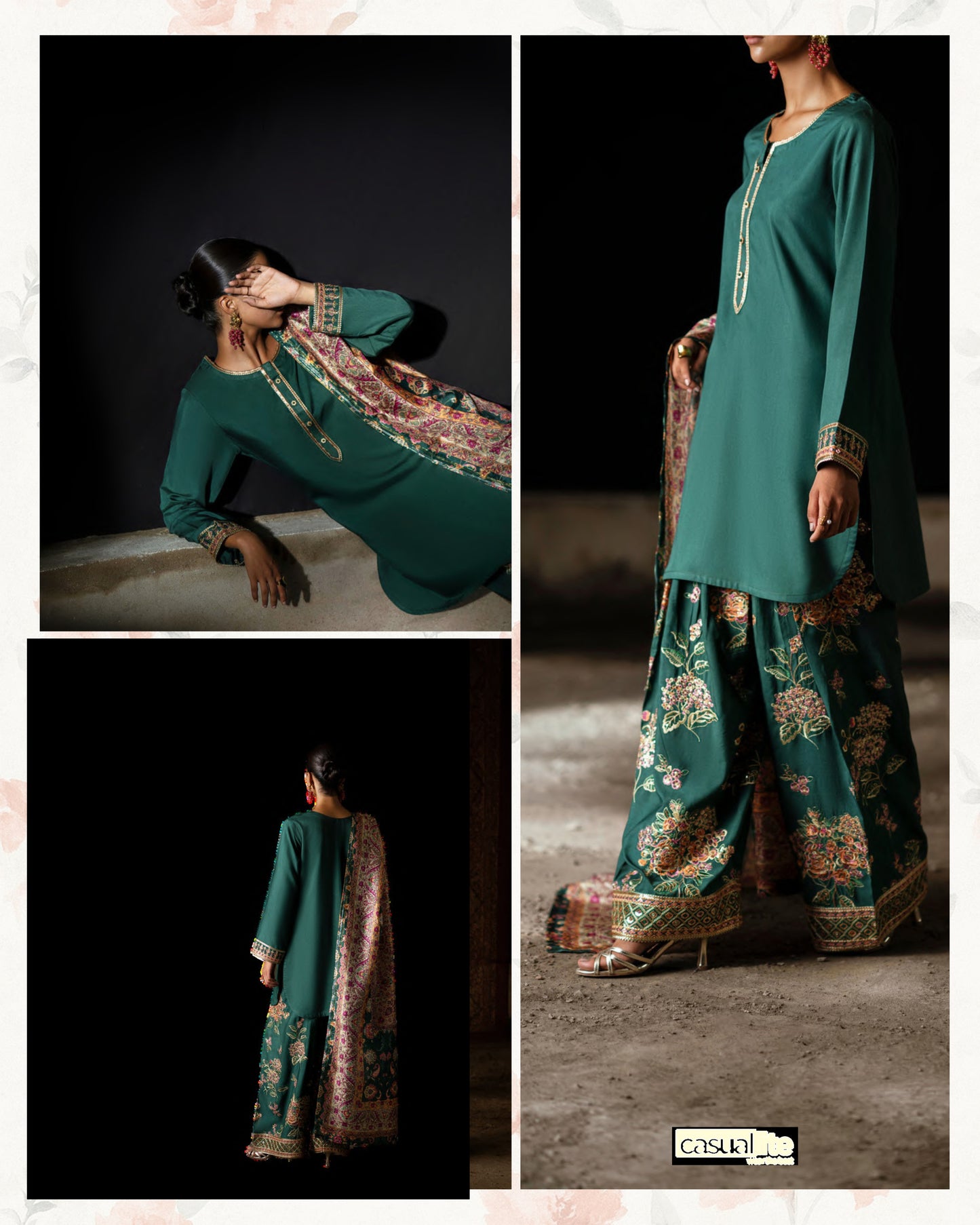 CASUALLITE SHAM PREMIUM VISCOSE LUXURY EMBROIDERED 3PC READYMADE CSP206