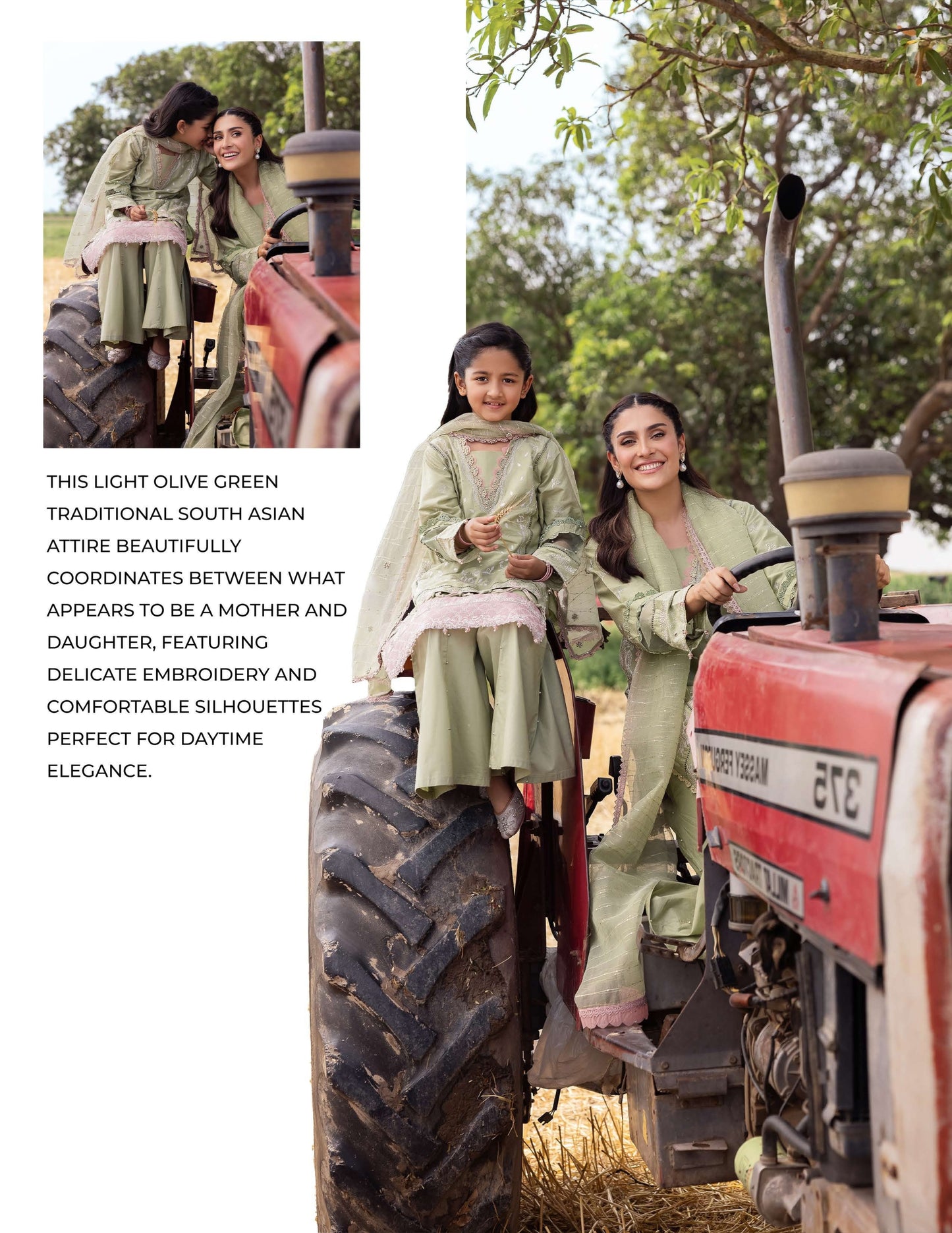 SIMRANS Heer premium 3 piece mummy & me Ledies Green medium Eid outfit