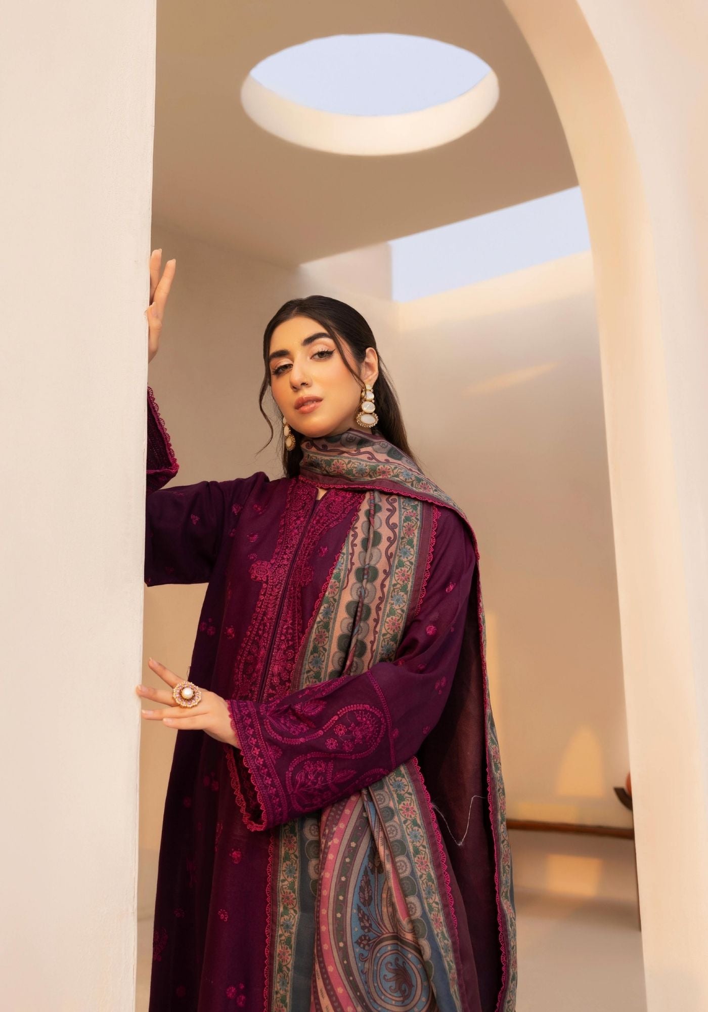 EMBER DHANAK EMBROIDERED 3PC READYMADE Mehak 202501
