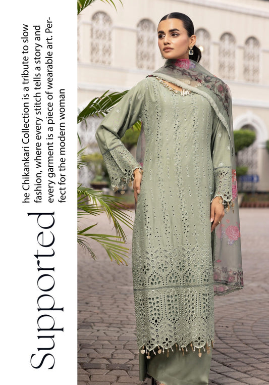 SIMRANS LUXURY HANDWORK CHICKNKARI 3PC READYMADE BK22