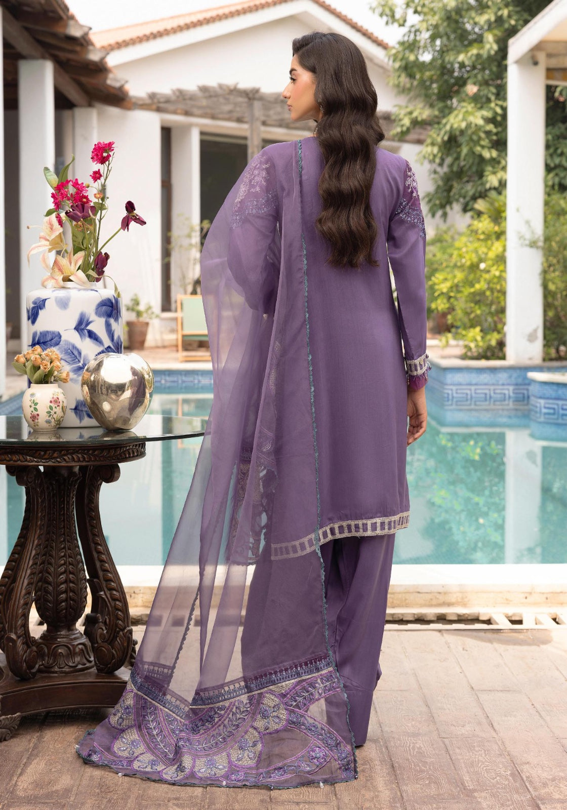 SIMRANS Khaas premium 3 piece mummy & me Ledies purple Eid outfit BK09