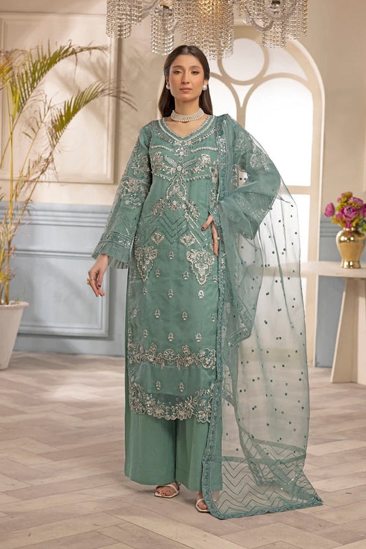 ZARA SHAH ORGANZA EMBROIDERED 3PC READYMADE CK03