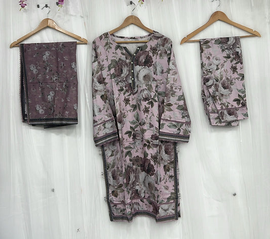 Traditional Meets Trendy – Swan Linen 3-Piece Readymade Outfit D03