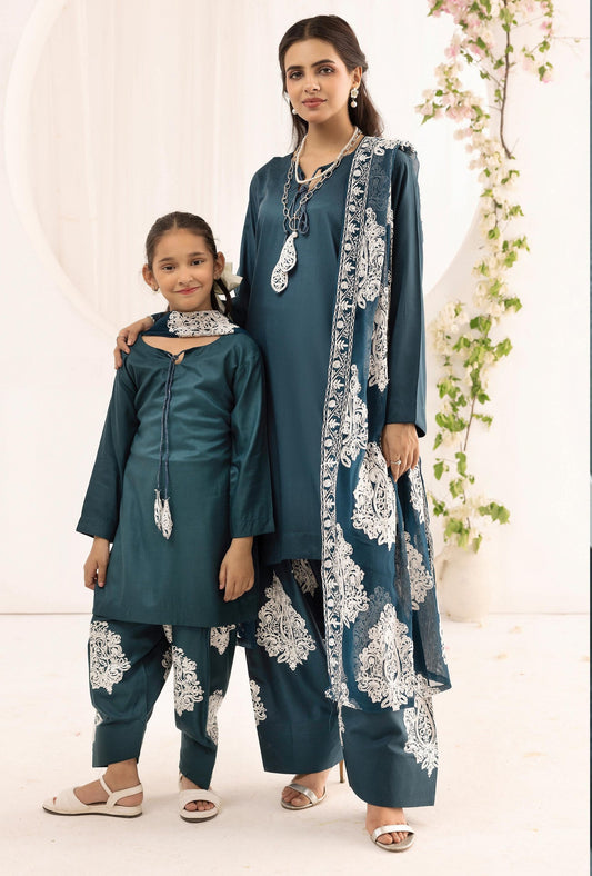 SIMRANS JANNAT TWIST MUMMY & ME 3PC FARSHI SHALWAR READYMADE F04 - S&S
