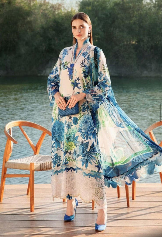 MARIA B 3 PIECE UNSTITCHED PRINTED LAWN SUIT | MPT-2511 ORIGINAL - S&S