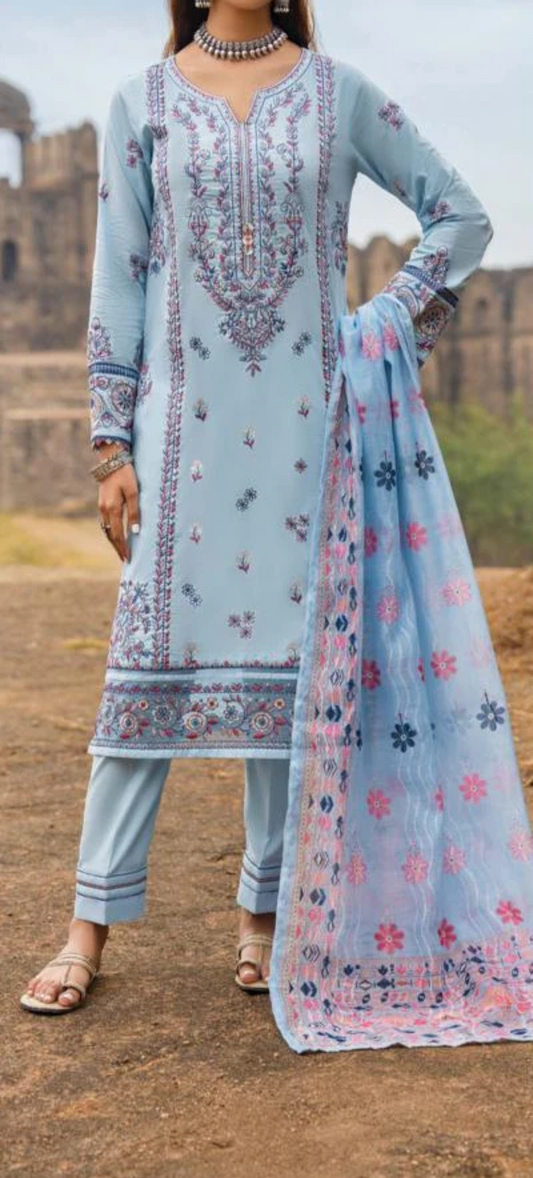 CASUALLITE ‘INTO THE SKY’ | EMBROIDERED COTTON 3PC READYMADE - S&S