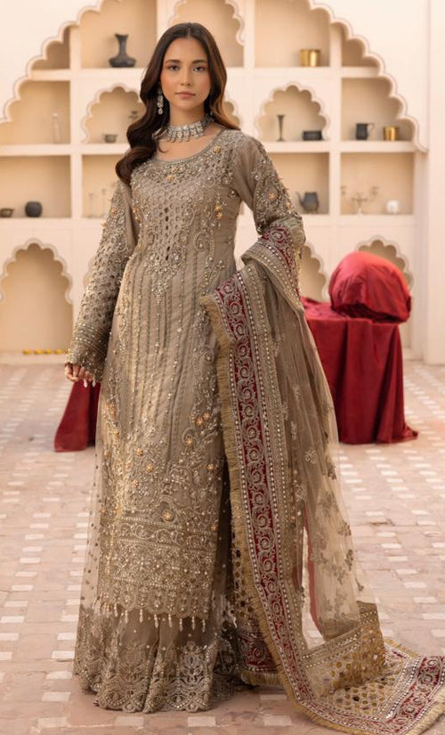 SIMRANS IMROZIA PREMIUM CHIFFON COLLECTION 3 PIECE EMBROIDERED READYMADE SUIT-303 - S&S