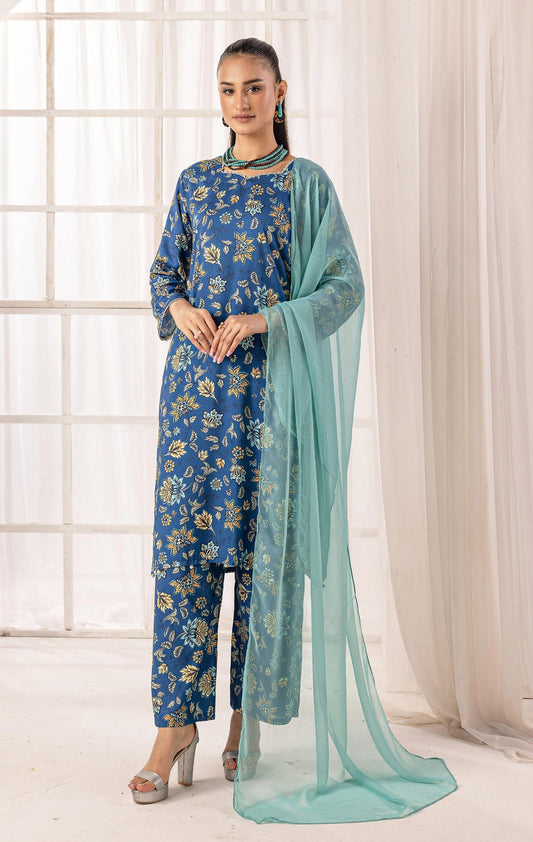 SIMRANS NAKHRA FLORAL ARABIC LAWN SUIT WITH CHIFFON DUPATTA READYMADE 06 - S&S