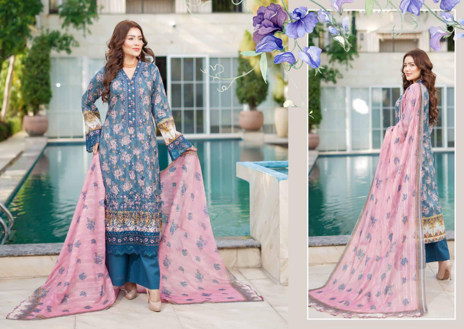 MUNIRA | EMBROIDERED LINEN READYMADE | MGL03 - S&S