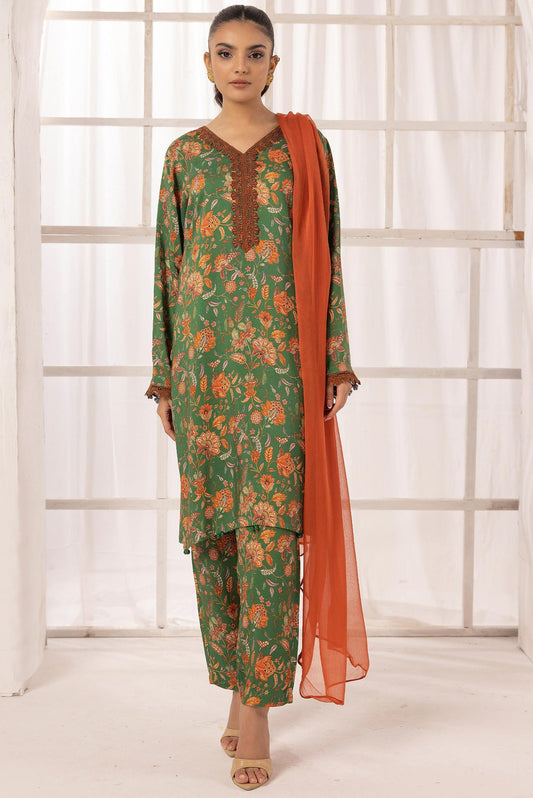 SIMRANS NAKHRA FLORAL ARABIC LAWN SUIT WITH CHIFFON DUPATTA READYMADE 03 - S&S