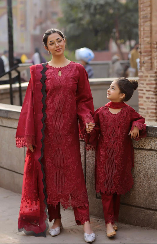 SIMRANS BAZAR KAHANI EID 2025 3 PIECE ELEGANT MOTHER & DAUGHTER 3PC READYMADE SMD01 - S&S