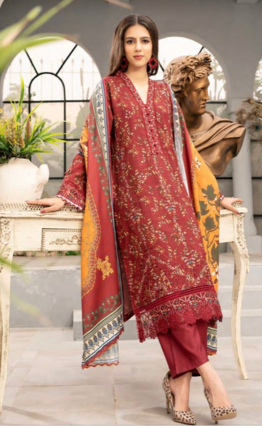 MUNIRA | EMBROIDERED DHANAK WOOL SHAWL READYMADE | MBL02 - S&S
