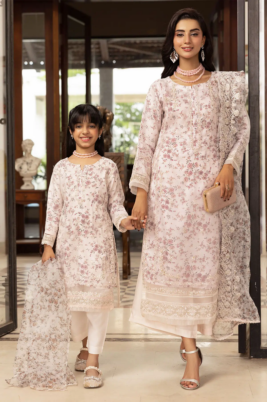 SIMRANS Mehrunisa premium 3 piece mummy & me Girls Lpink outfit
