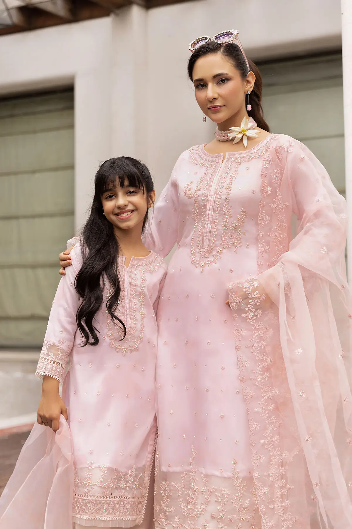 SIMRANS Mehrunisa premium 3 piece mummy & me Girls Lpink outfit