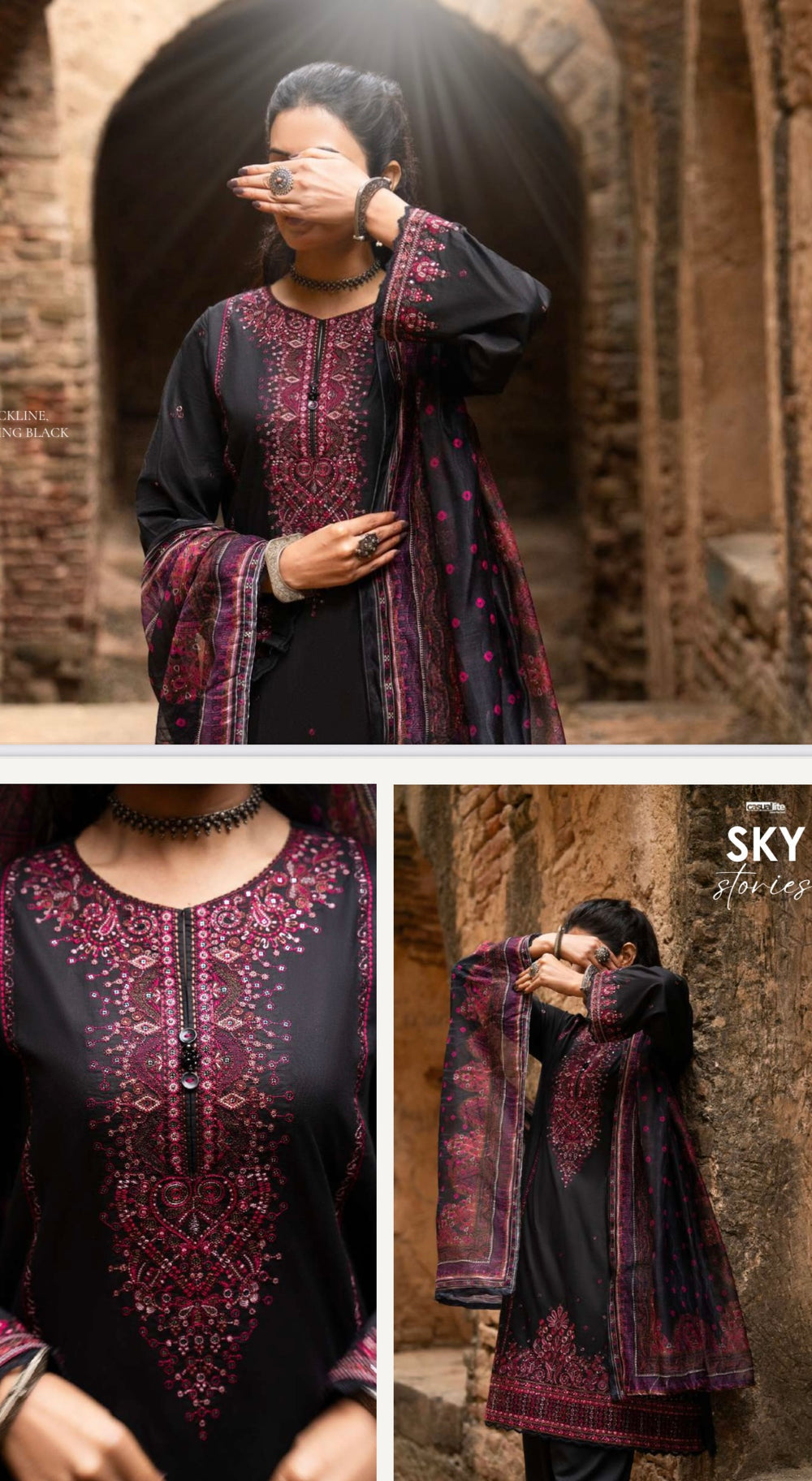 CASUALLITE ‘SKY STORIES’ | EMBROIDERED COTTON 3PC READYMADE |05