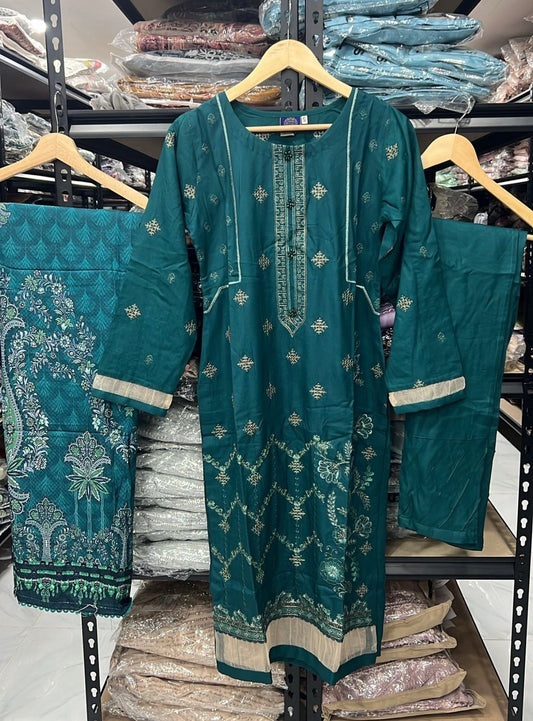 NAKHRA COLLECTIONS INSPIRED | EMBROIDERED 3PC DHANAK READYMADE | MBD781