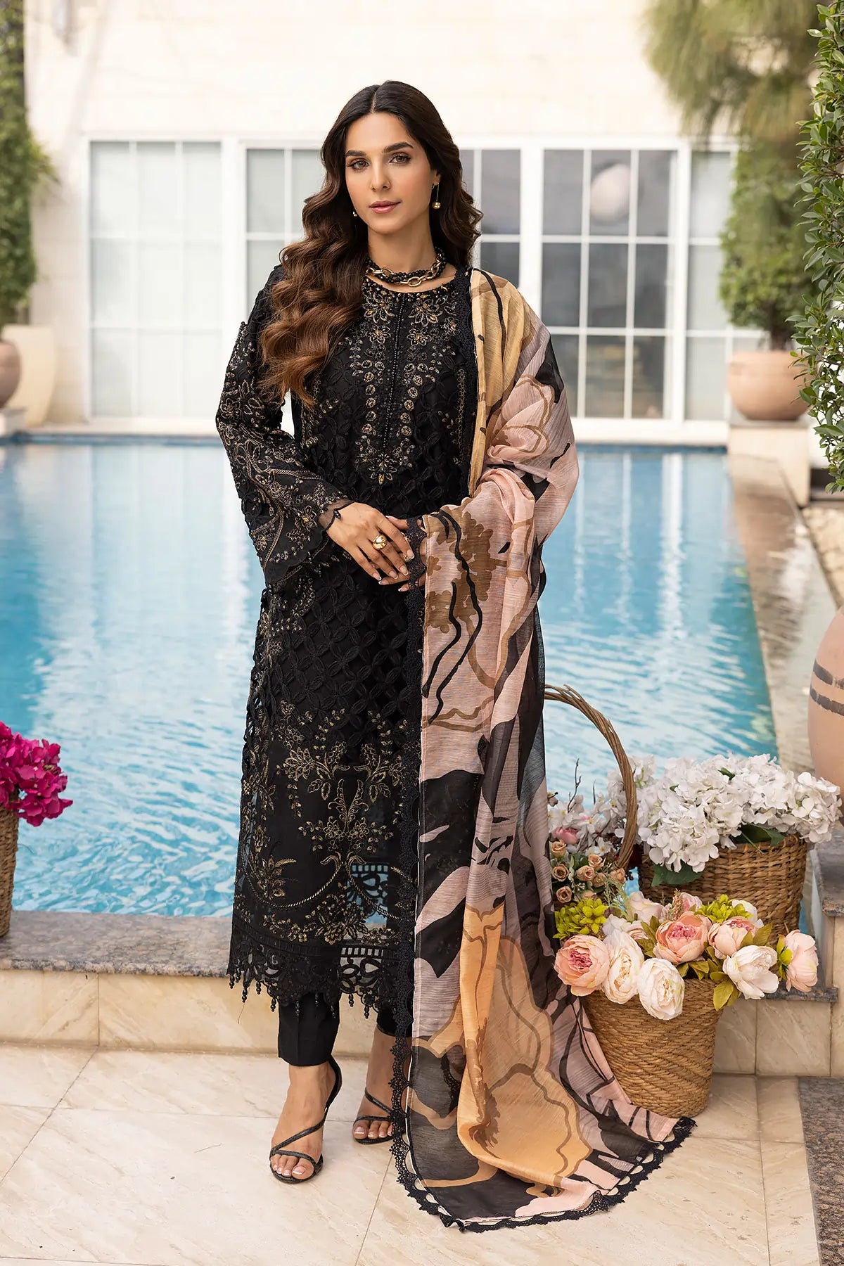 SIMRANS IVANA LUXE CHIKANKARI EID COLLECTION 3 PIECE READYMADE SUIT 786