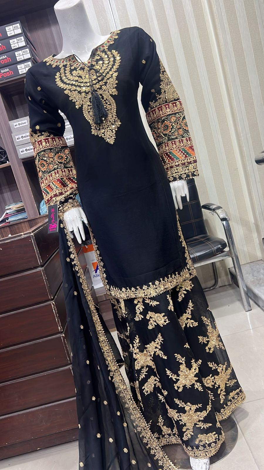 Shazaib Embroidered Chiffon 3-Piece – Mummy & Me Ledies Outfit