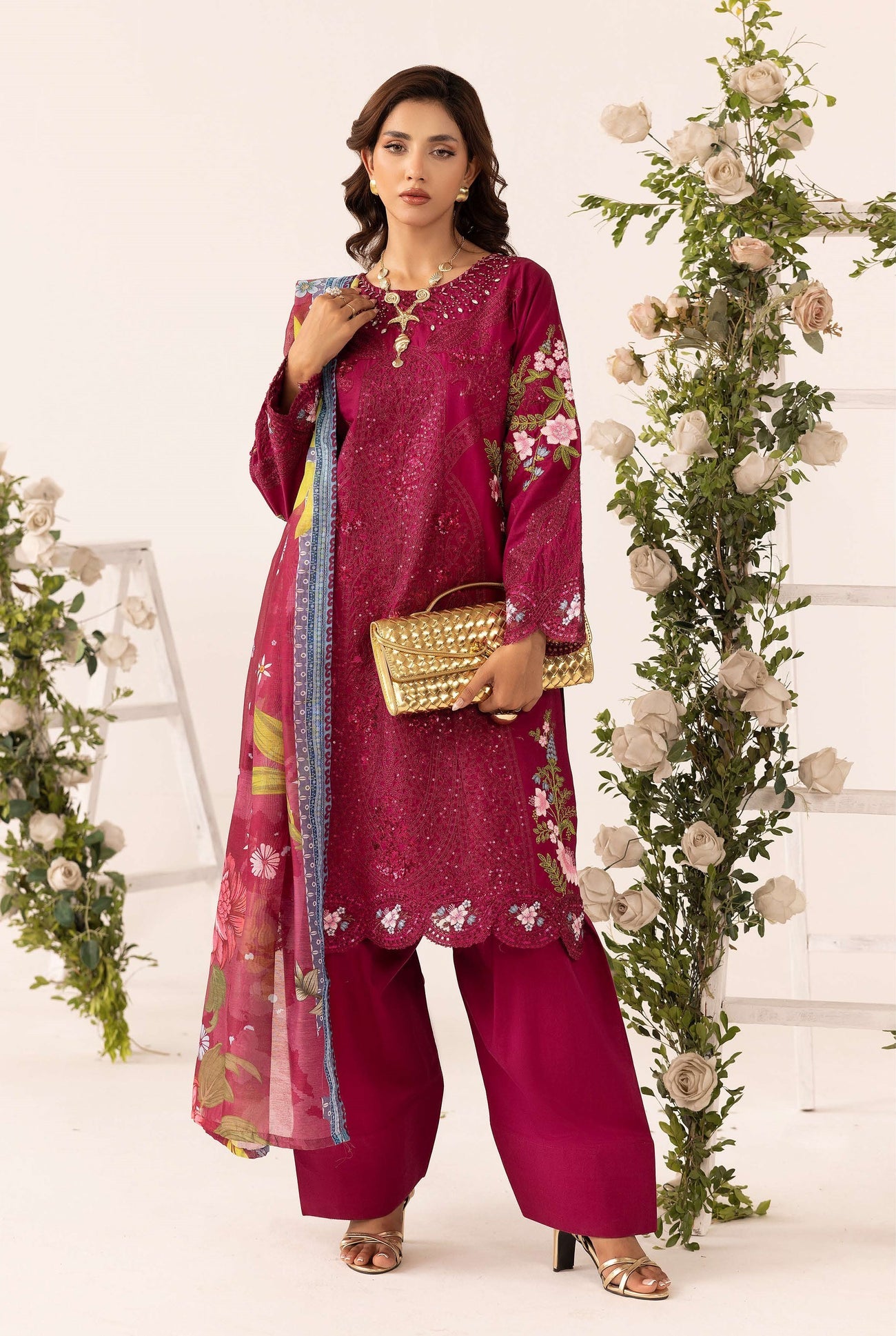 SIMRANS GRASE MARIA B FARSHI SHALWAR EMBROIDERED 3PC READYMADE 603