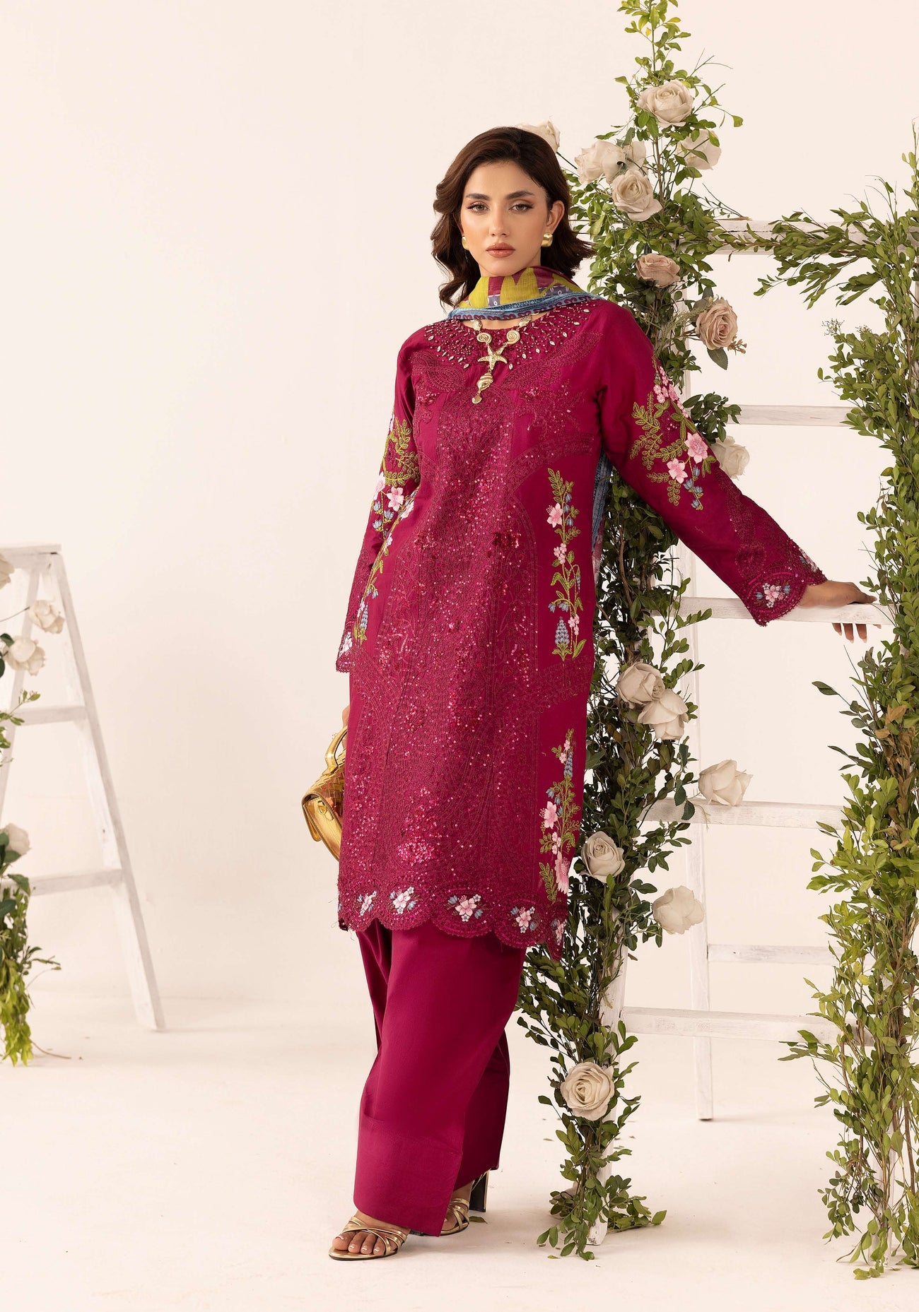 SIMRANS GRASE MARIA B FARSHI SHALWAR EMBROIDERED 3PC READYMADE 603