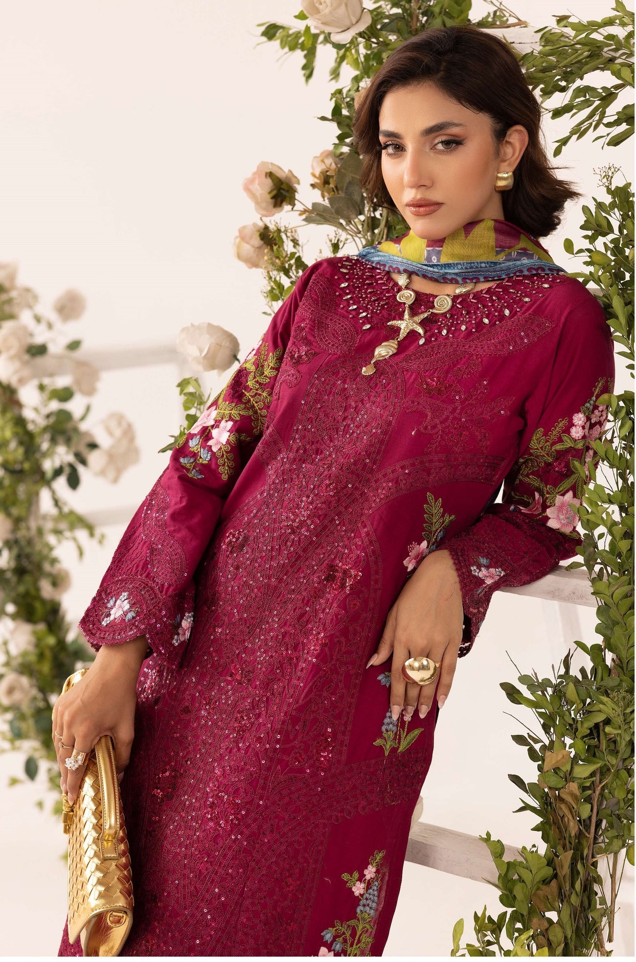 SIMRANS GRASE MARIA B FARSHI SHALWAR EMBROIDERED 3PC READYMADE 603