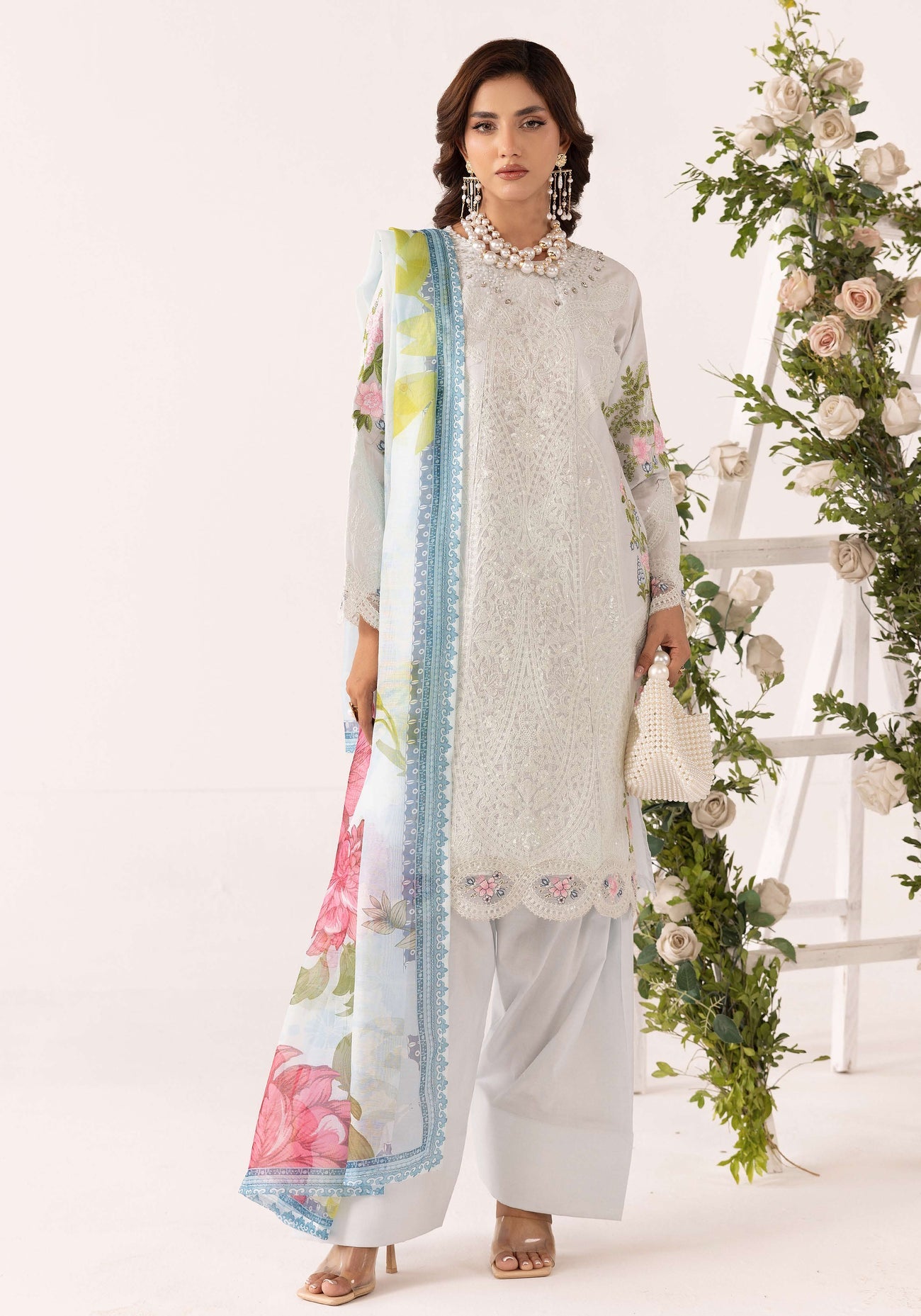 SIMRANS GRASE MARIA B FARSHI SHALWAR EMBROIDERED 3PC READYMADE 604