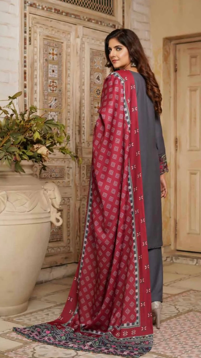MUNIRA | EMBROIDERED DHANAK WOOL SHAWL READYMADE | MA13