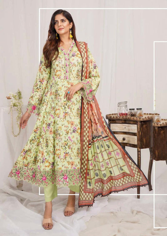 MUNIRA DIGITAL PRINT LINEN READYMADE OUTFIT WITH BAROSIA DUPATTA MSL22