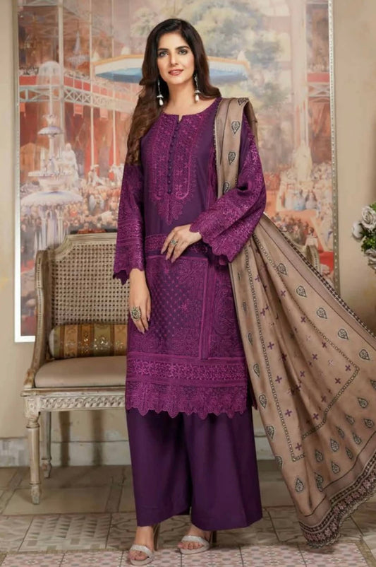 MUNIRA | EMBROIDERED DHANAK WOOL SHAWL READYMADE | MD13