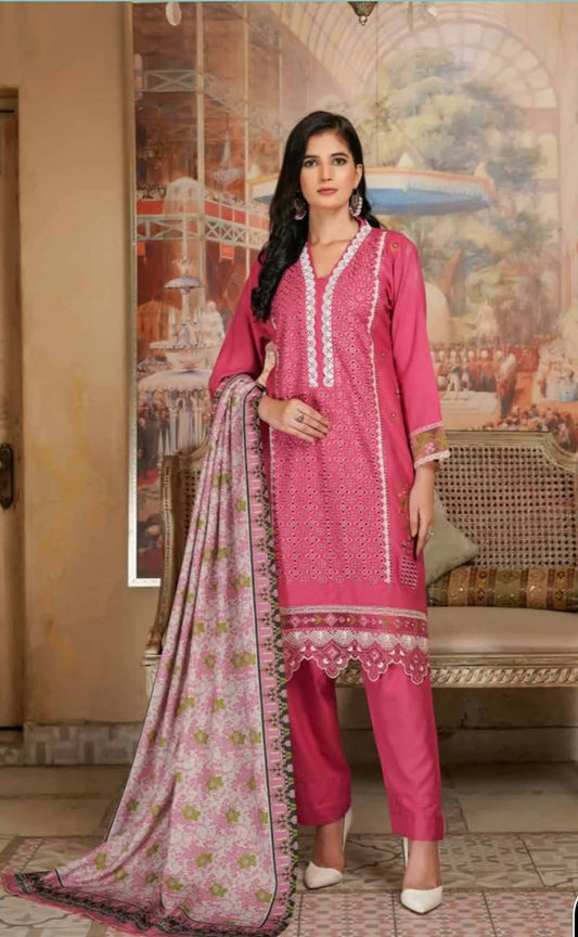 MUNIRA | EMBROIDERED DHANAK WOOL SHAWL READYMADE | KK13