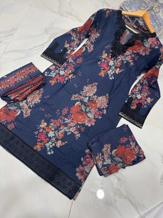 NAKHRA COLLECTION EMBROIDERED DHANAK 3PC READYMADE | NDR202