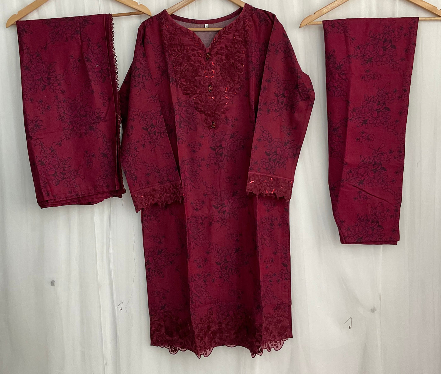 NAKHRA EMBROIDERED DHANAK 3PC READYMADE | NAKHRA01