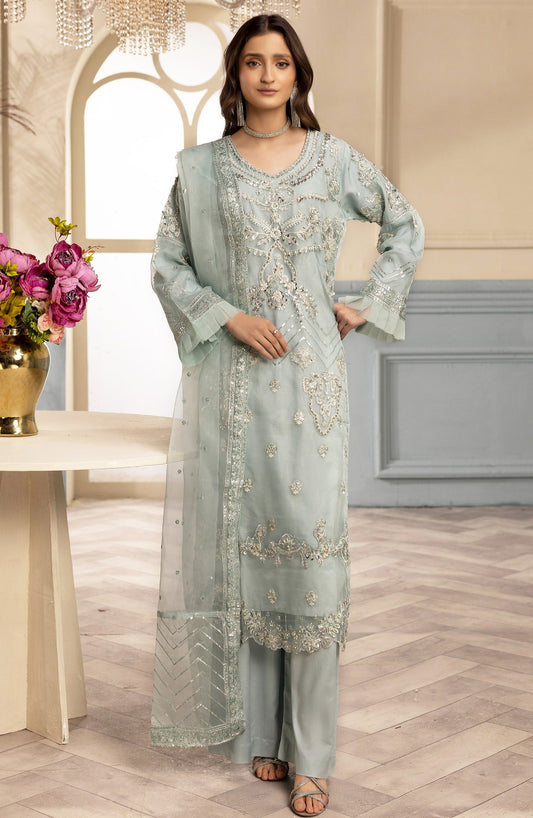 ZARA SHAH ORGANZA EMBROIDERED 3PC READYMADE ZS034