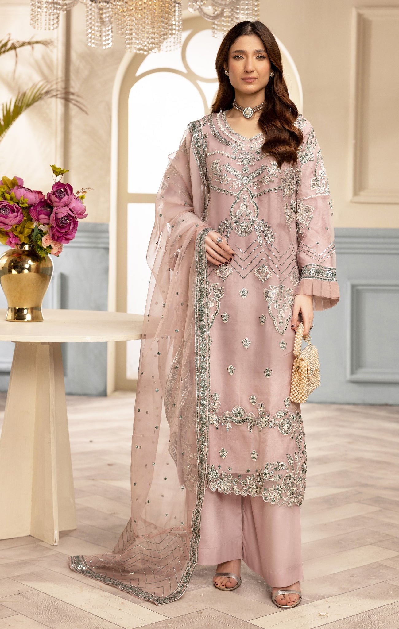 ZARA SHAH ORGANZA EMBROIDERED 3PC READYMADE ZS033