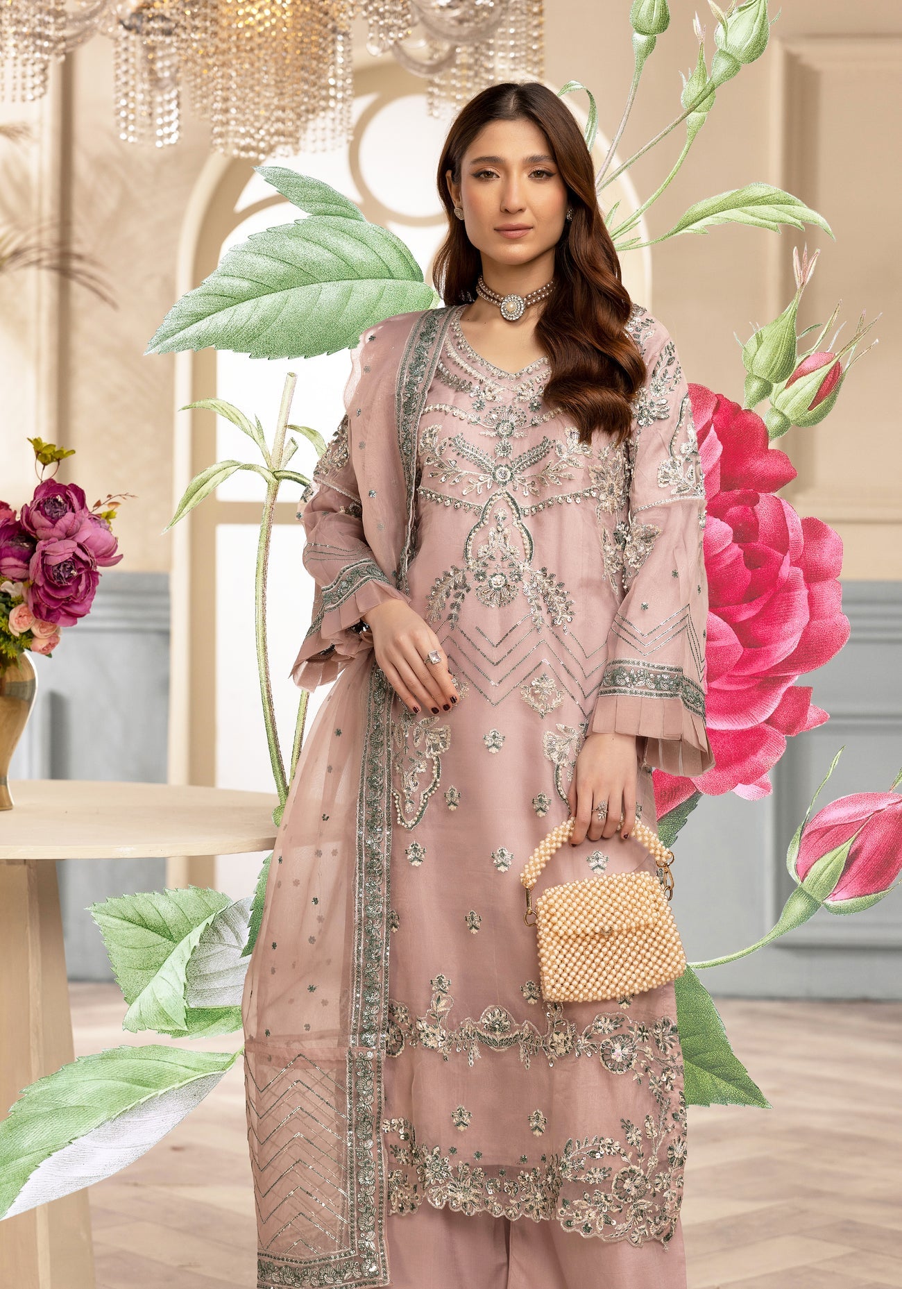 ZARA SHAH ORGANZA EMBROIDERED 3PC READYMADE ZS033
