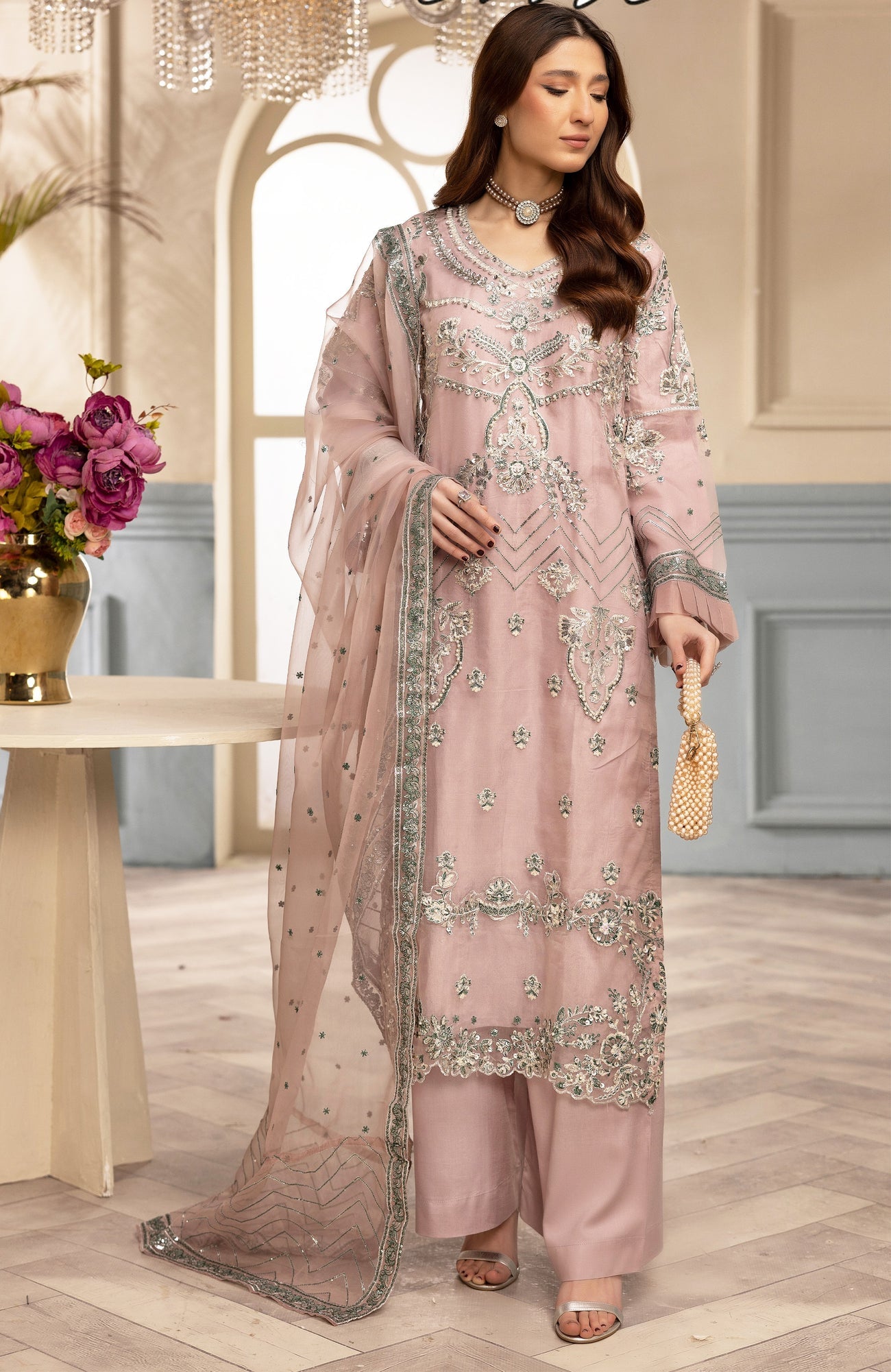 ZARA SHAH ORGANZA EMBROIDERED 3PC READYMADE ZS033